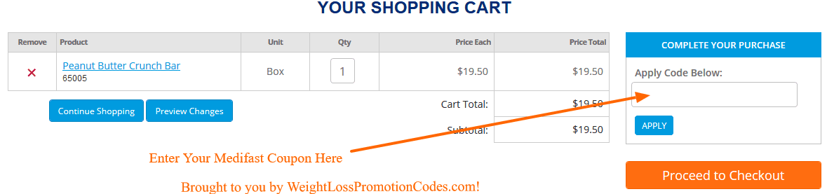 how to use medifast code at checkout